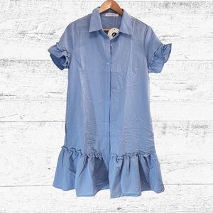 Elegant Blue Mini Dress with Flared Skirt